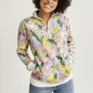 Vera Bradley Bloom Boom White Floral Print French Terry Sweatshirt Sz XS
